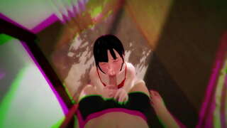 Asia mpenzi licks jogoo na kuchukua nzuri pigo kazi