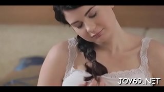 Spicy young brunette Lucy എൽ is making her first erotic video