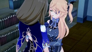 Fischl gets fucked by Lisa. Girl on Girl ऍनिमी स्त्री पुरुष समागम.